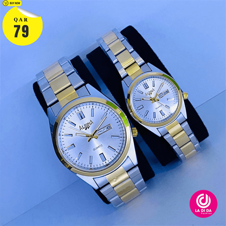 Top Luxury Waterproof couple  Watch With Date Display, Stainless Steel Quartz Wrist Watch For Men Father